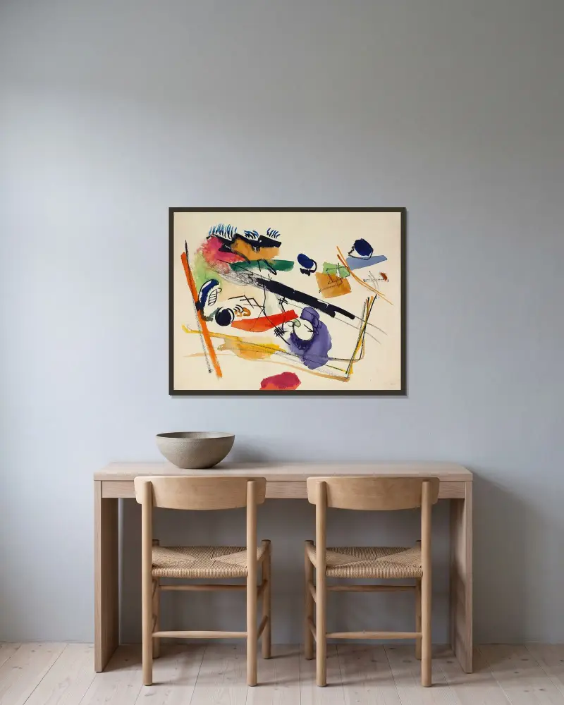Bez názvu, 1913 – Nr. 2, Wassily Kandinsky v rámu na stěně