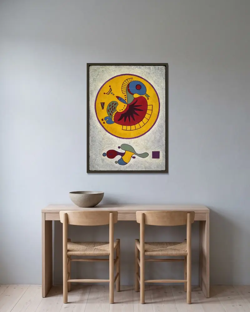Bez názvu, 1944, Wassily Kandinsky v rámu na stěně