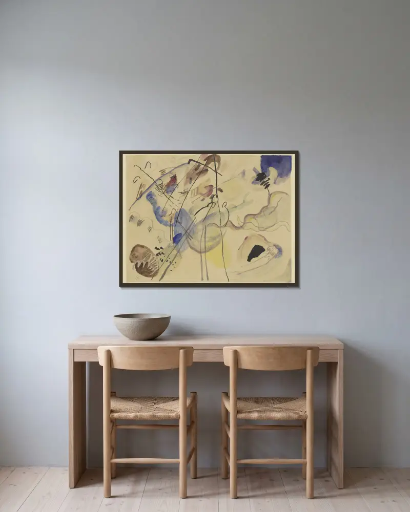 Bez názvu (Improvizace), 1911, Wassily Kandinsky v rámu na stěně