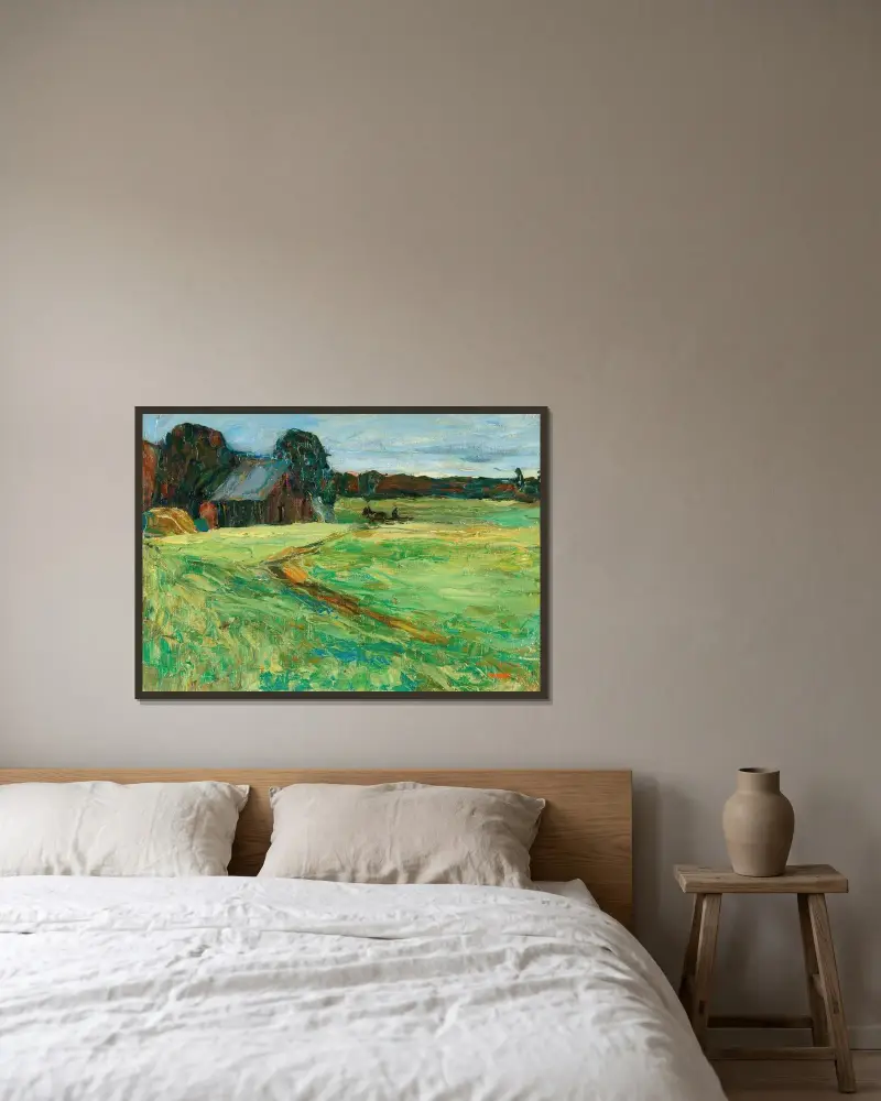 Vasilevskoë – Barn With Pony av Wassily Kandinsky inramad på en vägg