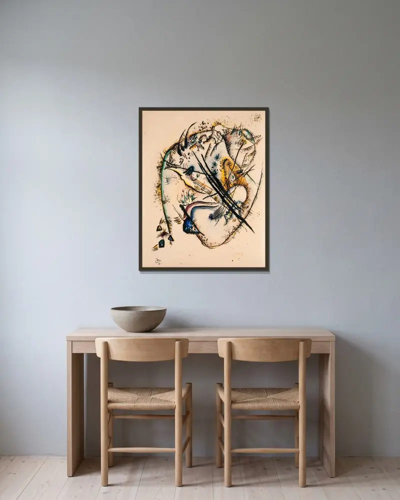 Watercolour with Seven Strokes av Wassily Kandinsky inramad på en vägg