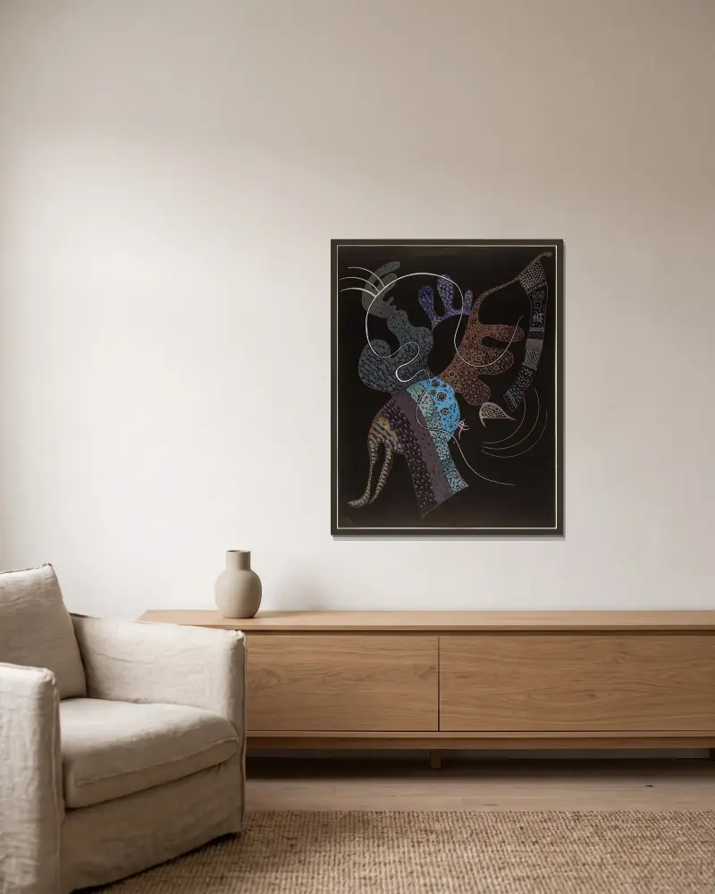 Weiße Linie von Wassily Kandinsky gerahmt an einer Wand