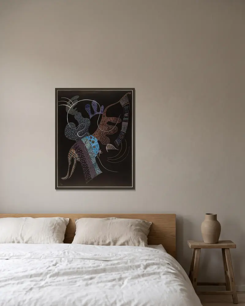 Weiße Linie von Wassily Kandinsky gerahmt an einer Wand