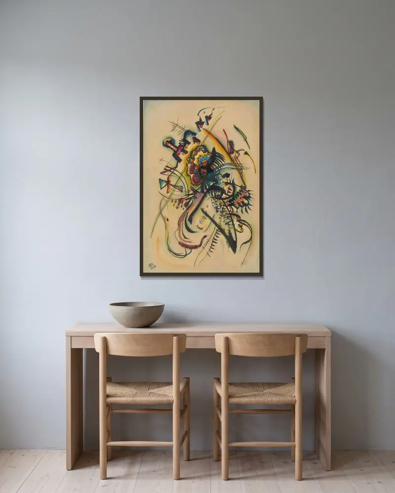Mit einer Stimme von Wassily Kandinsky gerahmt an einer Wand