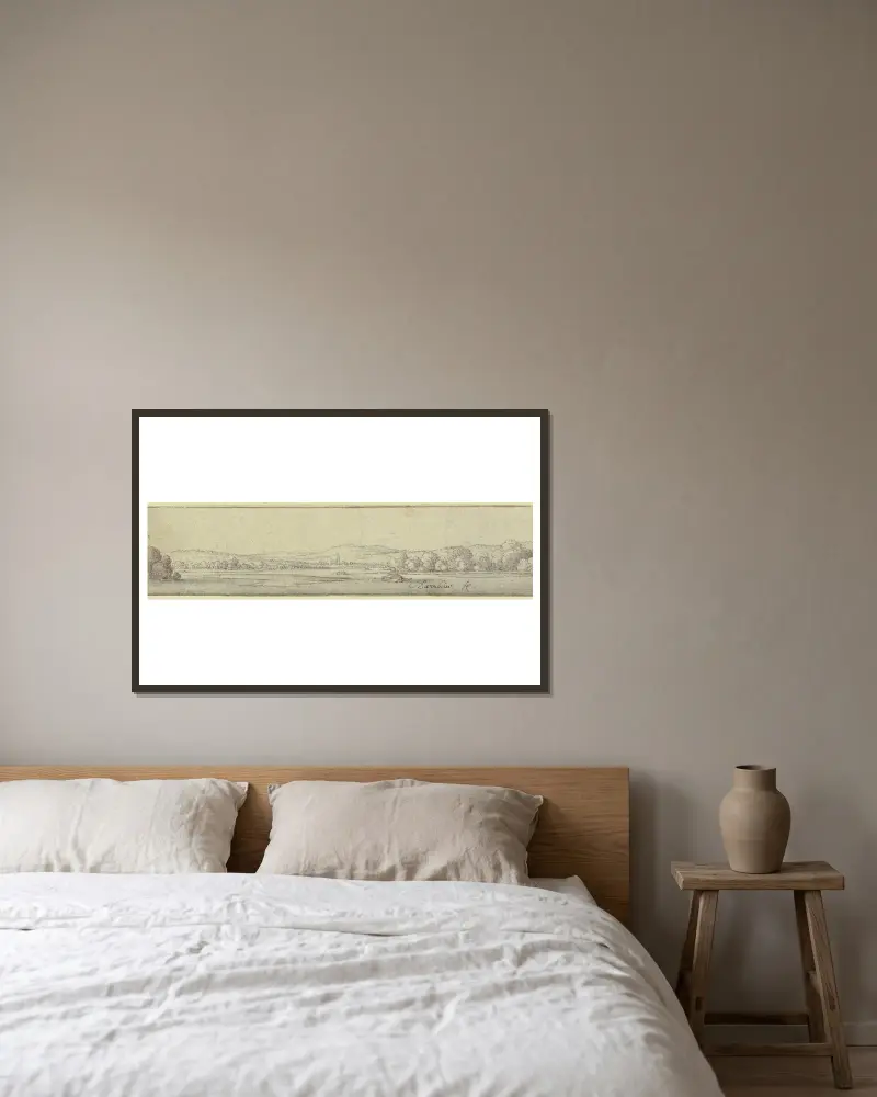 Donaulandschaft von Wenceslaus Hollar gerahmt an einer Wand