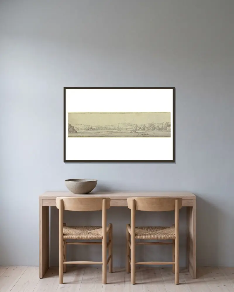 Donaulandschaft von Wenceslaus Hollar gerahmt an einer Wand