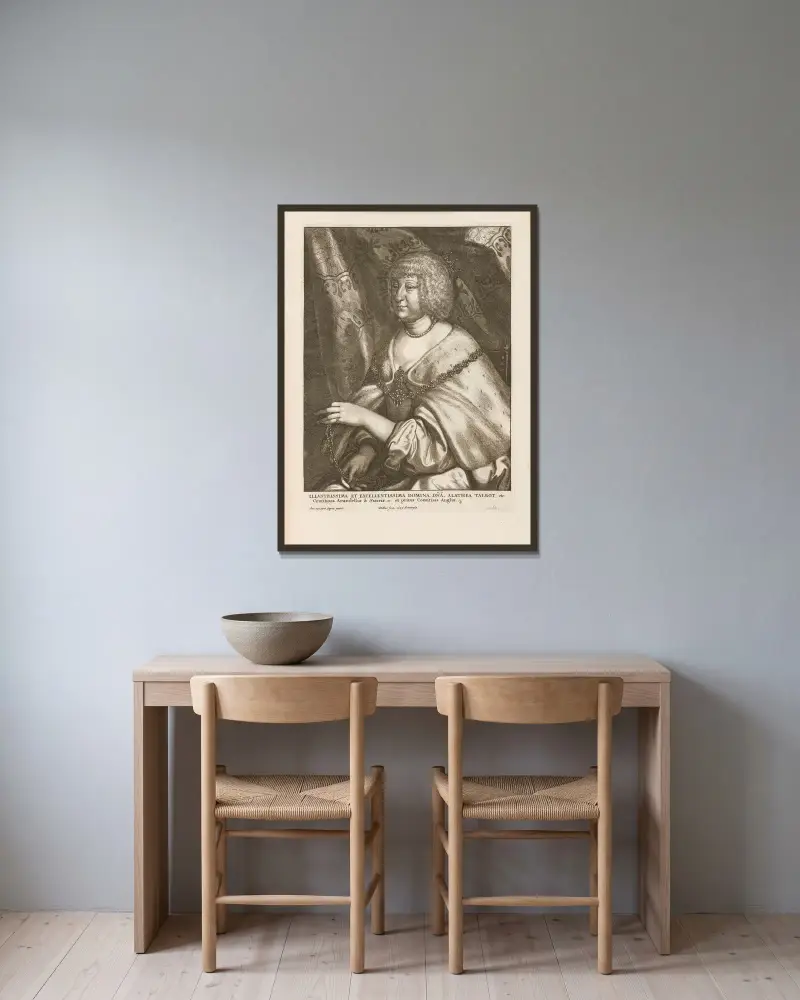 Alathea Talbot von Wenceslaus Hollar gerahmt an einer Wand