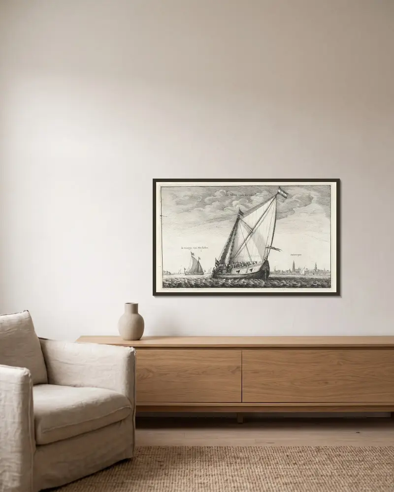 Die Heu von Brüssel von Wenceslaus Hollar gerahmt an einer Wand