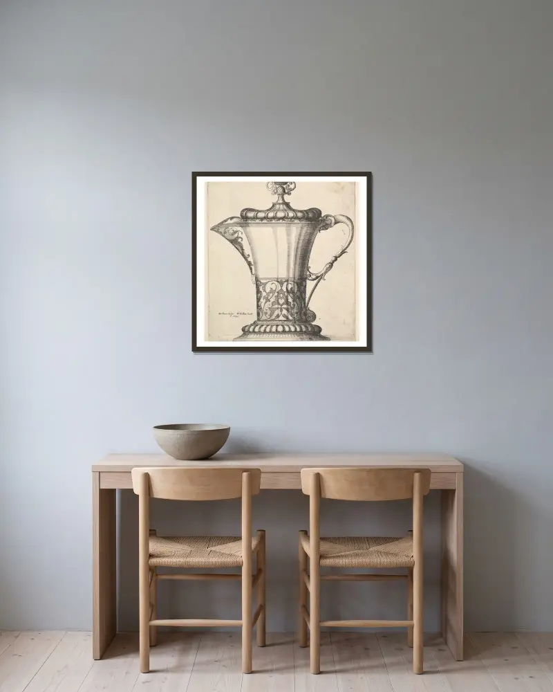 Jug with wide spout av Wenceslaus Hollar inramad på en vägg