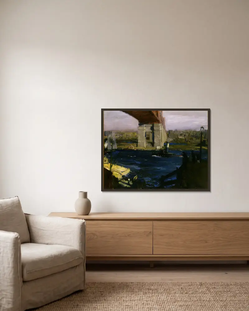 Brücke, Blackwell's Island von George Wesley Bellows gerahmt an einer Wand
