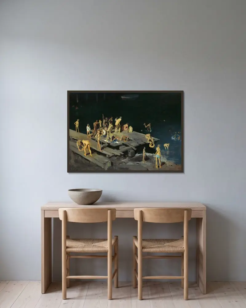 Fyrtiotvå barn av George Wesley Bellows inramad på en vägg