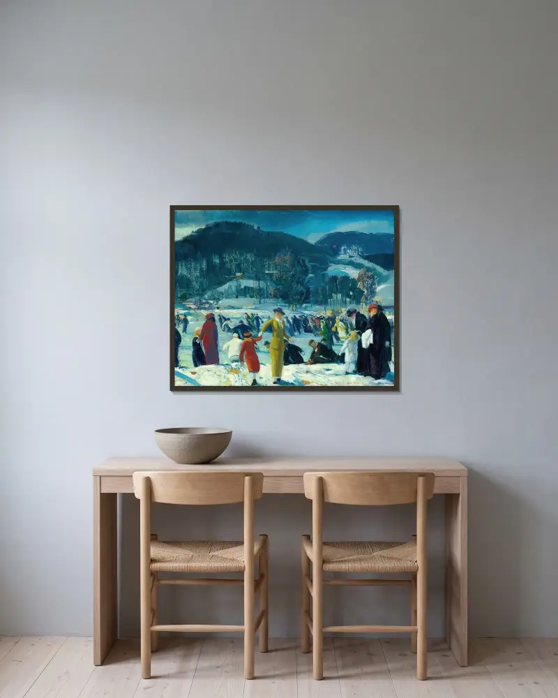 Vinterkärlek av George Wesley Bellows inramad på en vägg