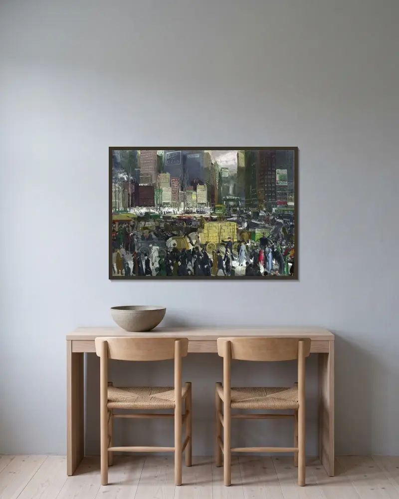 New York av George Wesley Bellows inramad på en vägg