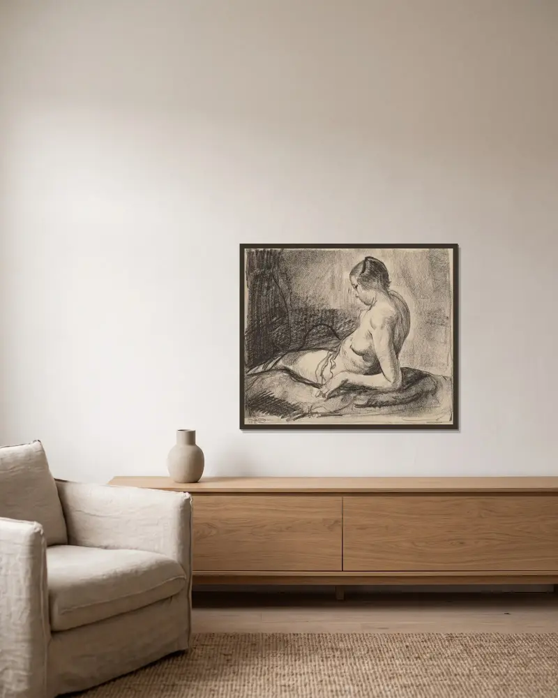 Nude Girl Reclining av George Wesley Bellows inramad på en vägg