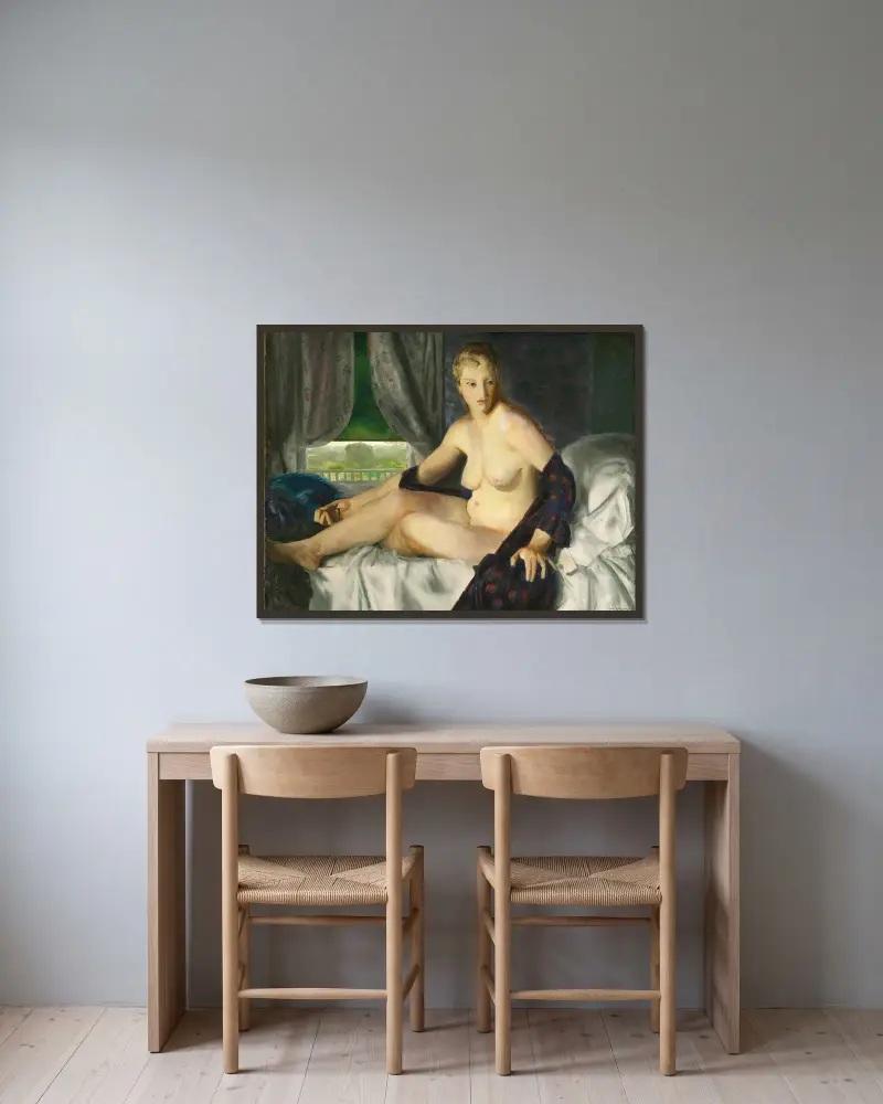 Akt s vějířem, George Wesley Bellows v rámu na stěně