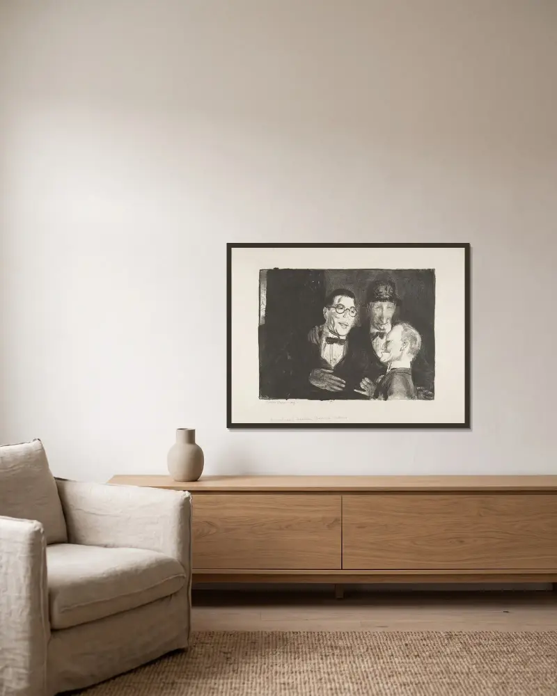 Speicher, Kroll, and Bellows av George Wesley Bellows inramad på en vägg