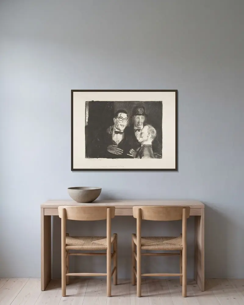 Speicher, Kroll, and Bellows av George Wesley Bellows inramad på en vägg