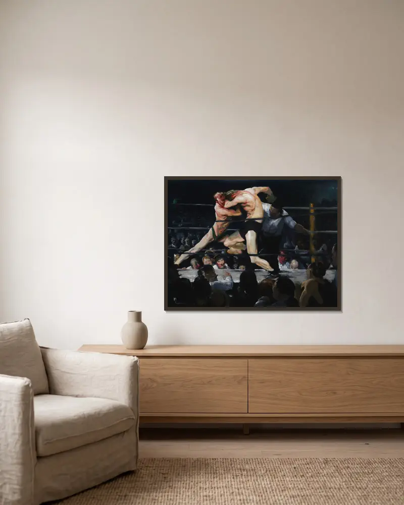 Stag at Sharkey’s von George Wesley Bellows gerahmt an einer Wand