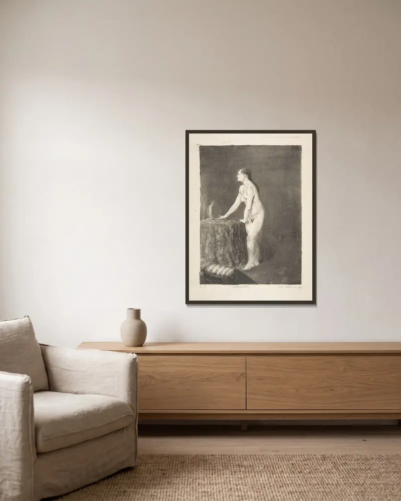 Statuette von George Wesley Bellows gerahmt an einer Wand