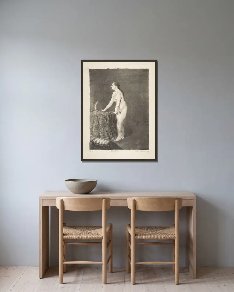 Statuette von George Wesley Bellows gerahmt an einer Wand