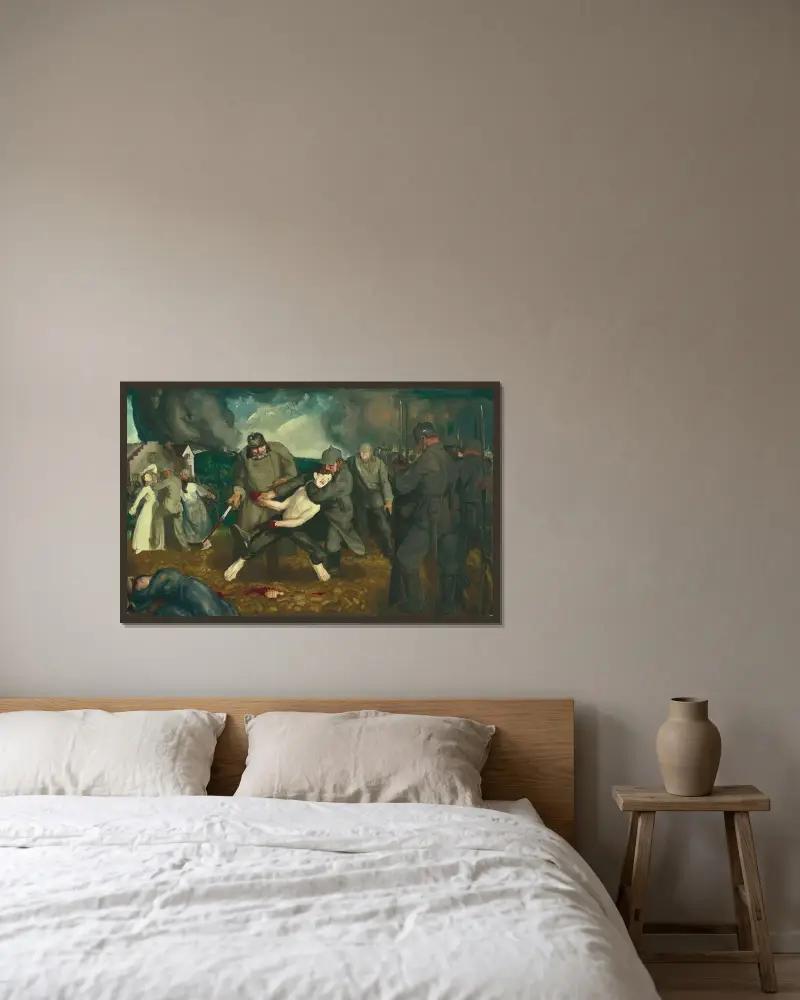 Tyskarna anländer av George Wesley Bellows inramad på en vägg