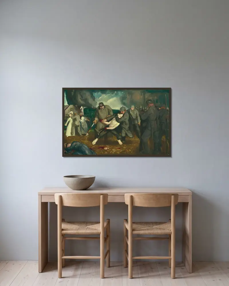 Tyskarna anländer av George Wesley Bellows inramad på en vägg