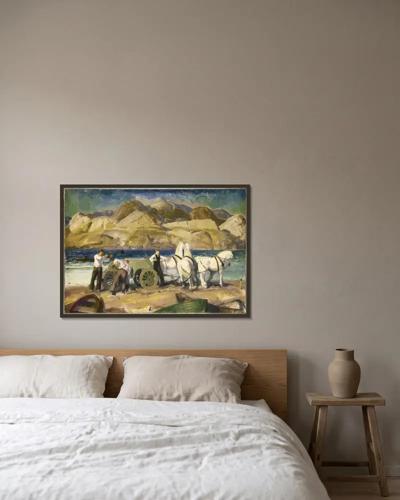 Sandkärran av George Wesley Bellows inramad på en vägg