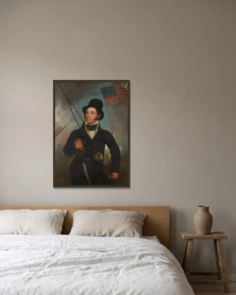 Portrait of Captain Samuel Chester Reid av John Wesley Jarvis inramad på en vägg