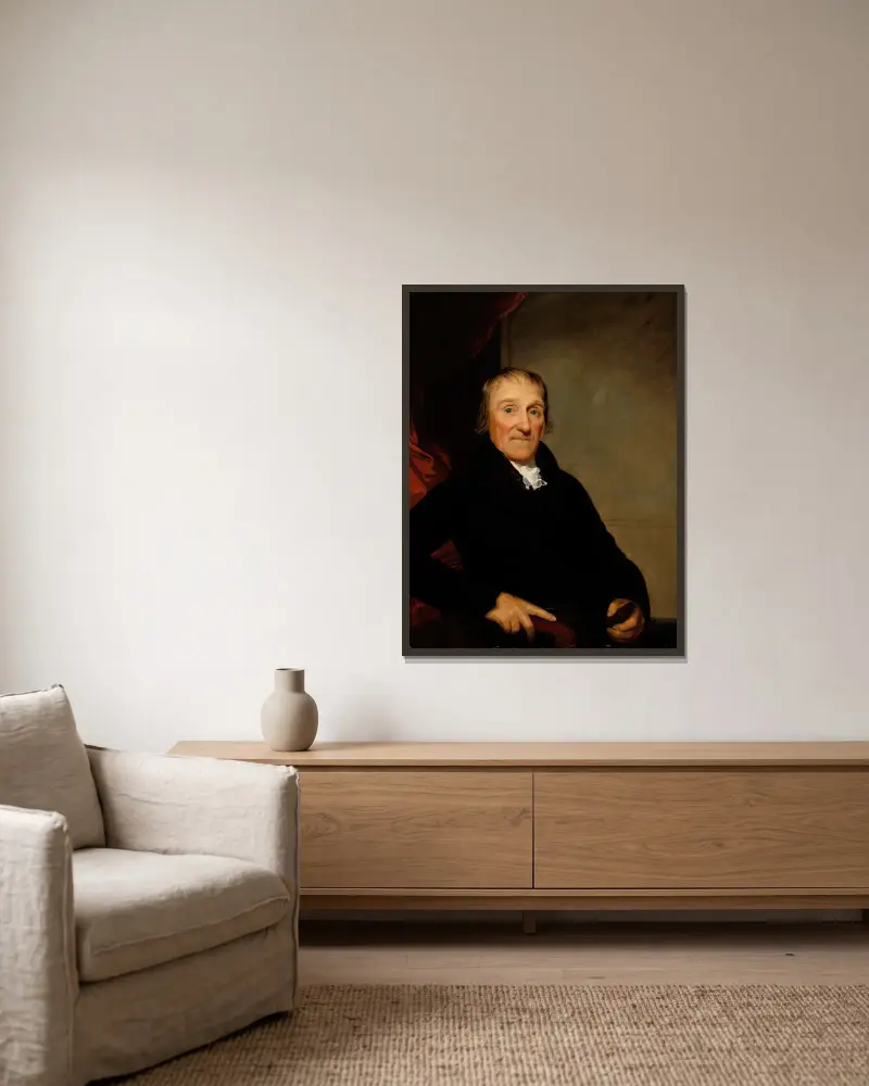 Portrait of Isaac Van der Beek av John Wesley Jarvis inramad på en vägg