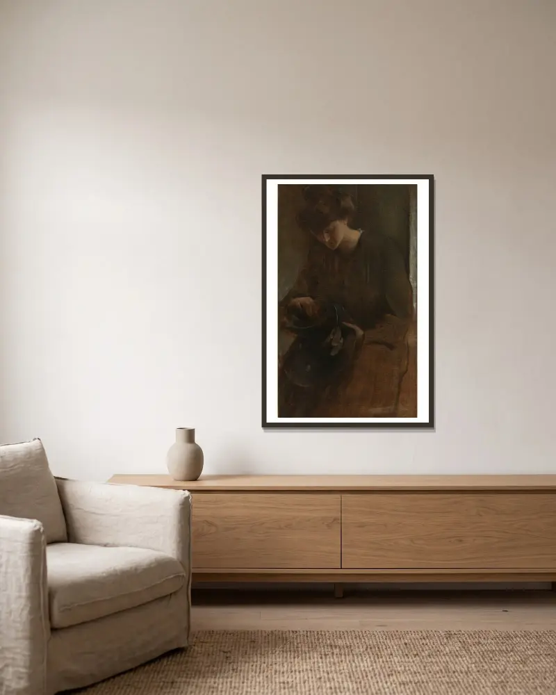 Ein Schwerarbeiter von John White Alexander gerahmt an einer Wand