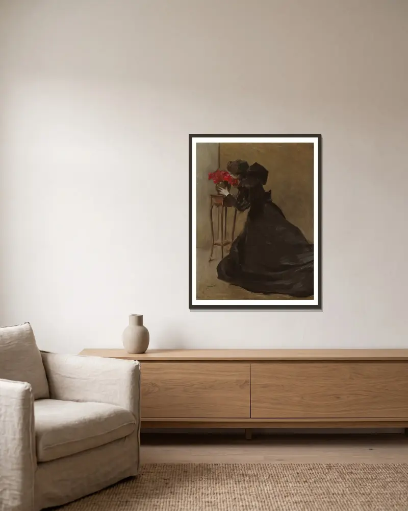 Bronzeschale von John White Alexander gerahmt an einer Wand