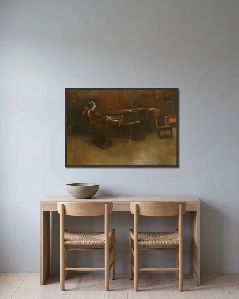 Das Klavier von John White Alexander gerahmt an einer Wand