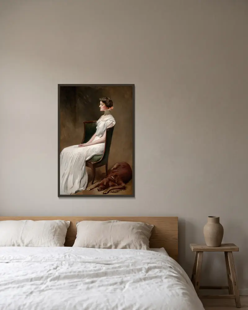 Miss Dorothy Quincy Roosevelt av John White Alexander inramad på en vägg