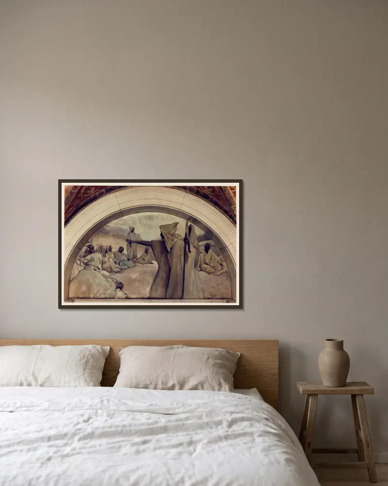 Oral Tradition mural in Evolution of the Book series av John White Alexander inramad på en vägg