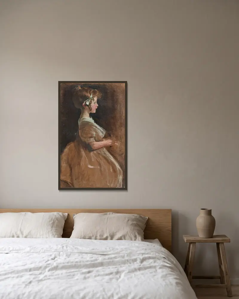 Portrait Of Charlotte ‘lollotte’ Aman-Jean Née Simon av John White Alexander inramad på en vägg