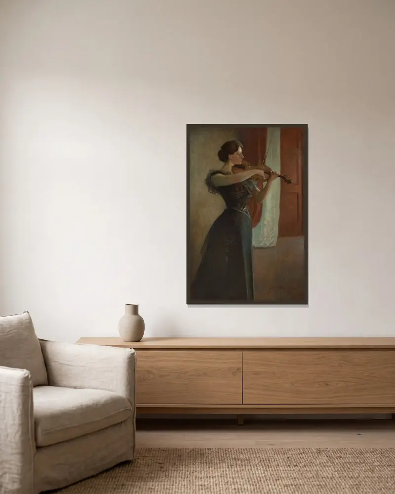 Porträtt av Kathleen Cowan av John White Alexander inramad på en vägg