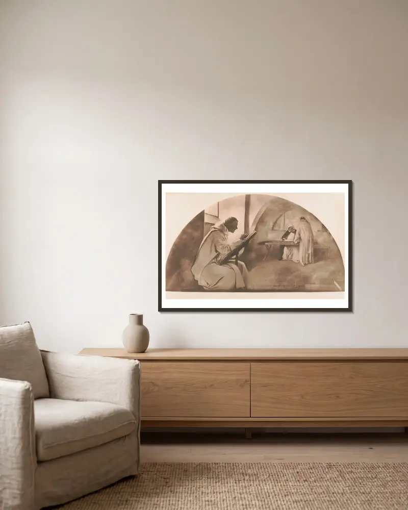 Das Manuskriptbuch von John White Alexander gerahmt an einer Wand