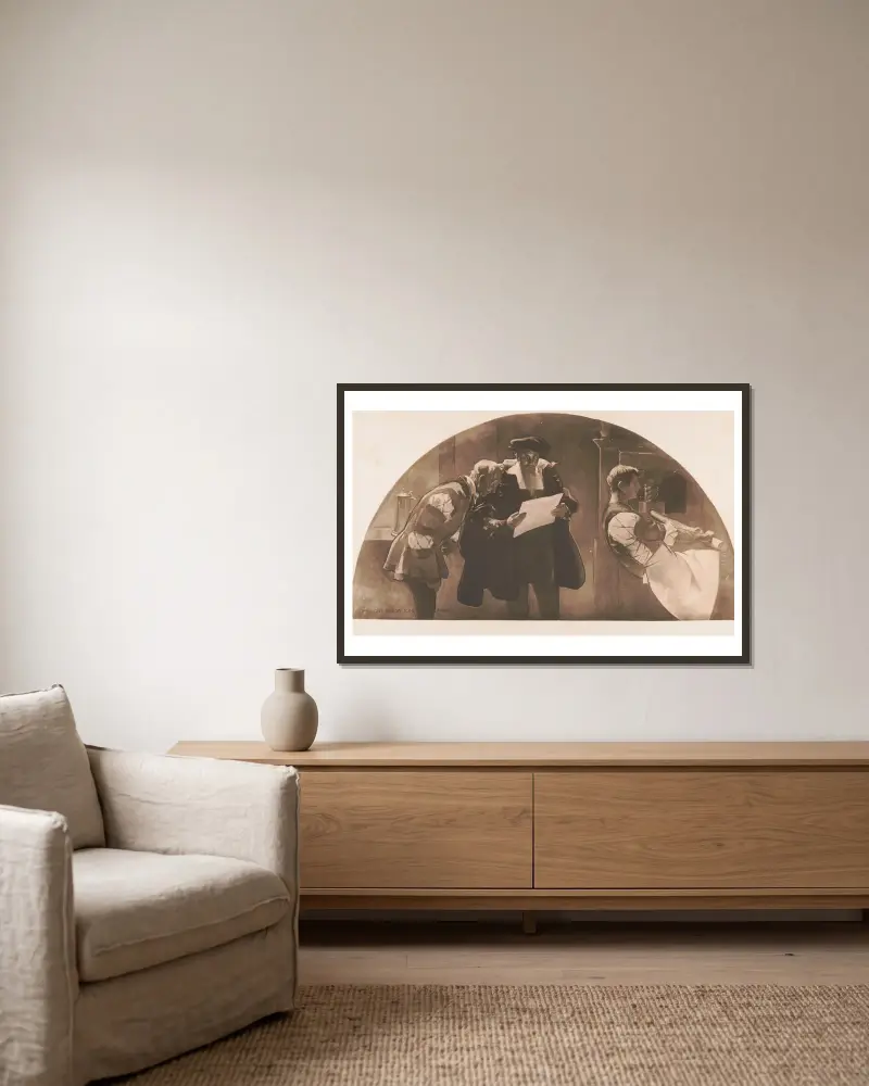 Tiskařský lis, John White Alexander v rámu na stěně