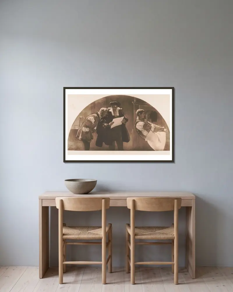 Tiskařský lis, John White Alexander v rámu na stěně