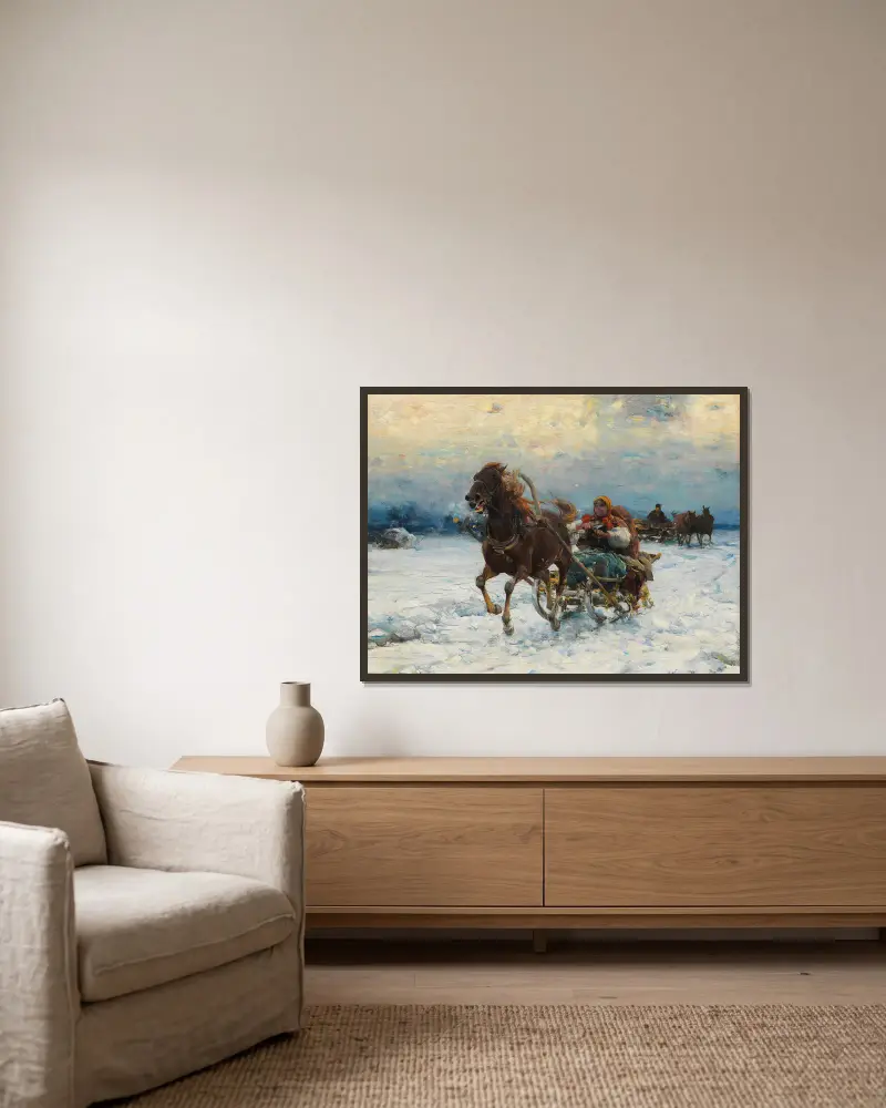 Happy sleigh ride av Alfred von Wierusz-Kowalski inramad på en vägg