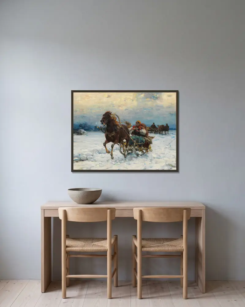 Happy sleigh ride av Alfred von Wierusz-Kowalski inramad på en vägg