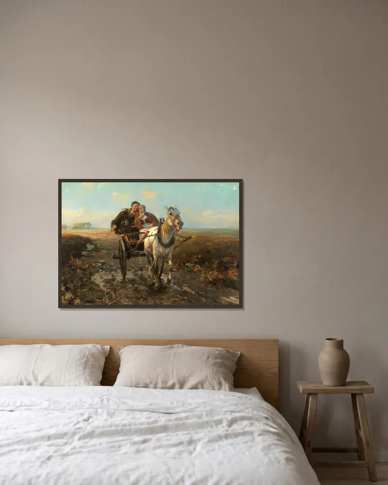 The Polish Wedding Ride av Alfred von Wierusz-Kowalski inramad på en vägg