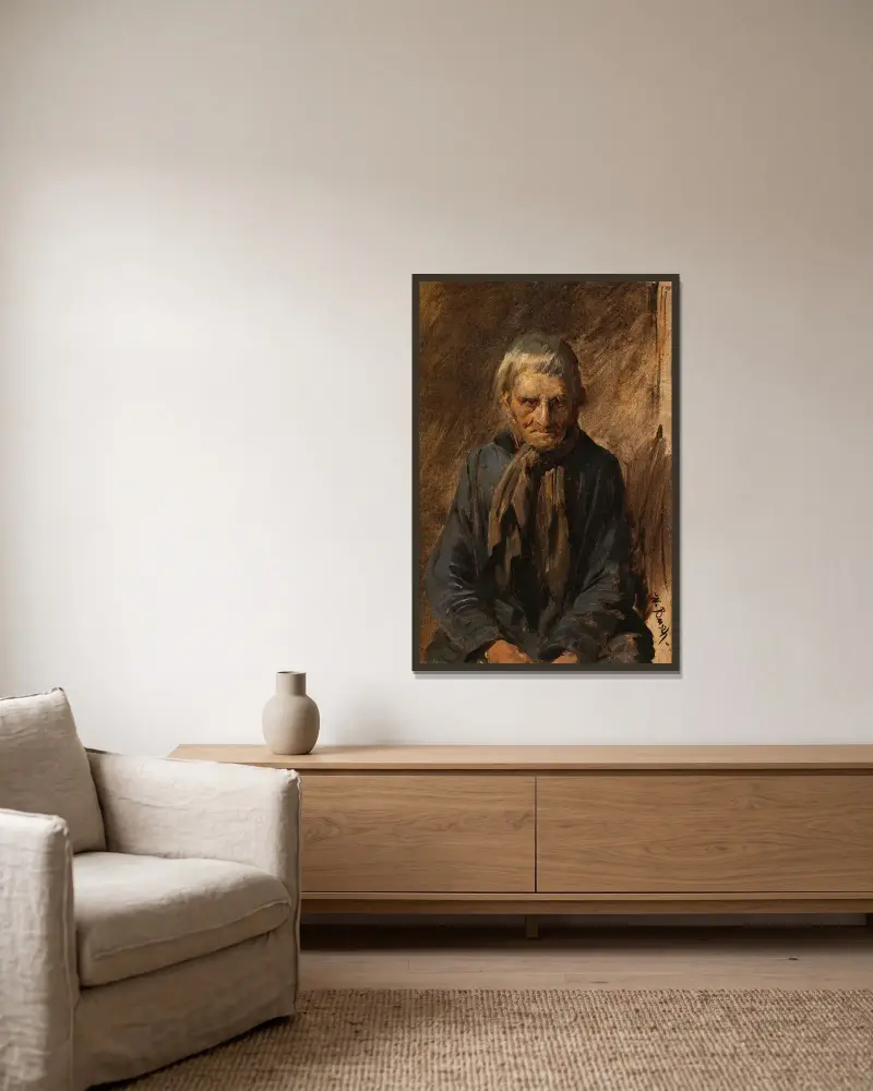 Bauer aus Wiedensahl av Wilhelm Busch inramad på en vägg