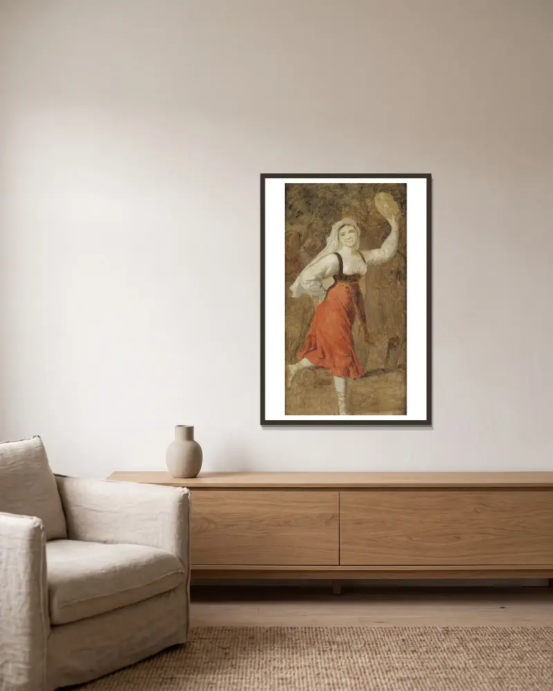 A Dancing Italian Girl av Christoffer Wilhelm Eckersberg inramad på en vägg
