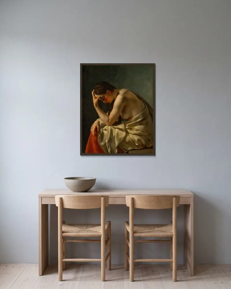 Studie av en kvinna av Christoffer Wilhelm Eckersberg inramad på en vägg