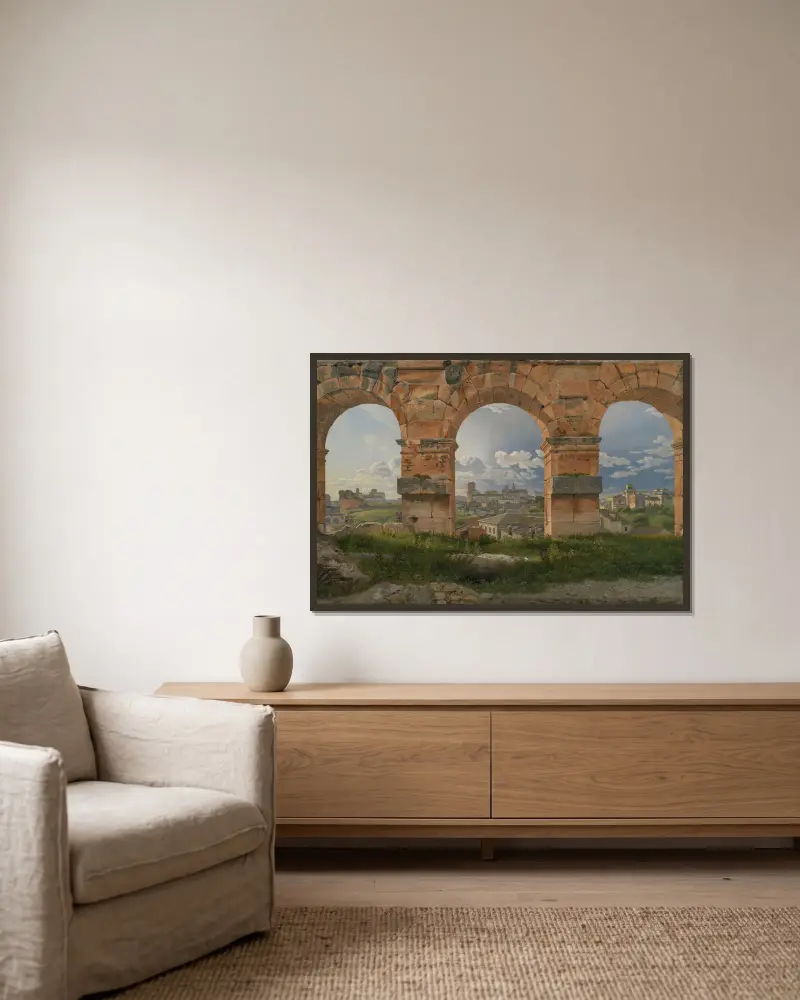 A View through Three Arches of the Third Storey of the Colosseum av Christoffer Wilhelm Eckersberg inramad på en vägg
