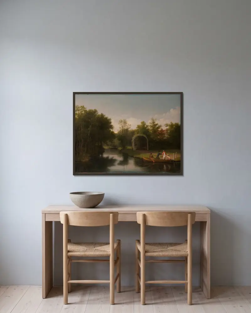 Arbour in the park of Sanderumgård manor av Christoffer Wilhelm Eckersberg inramad på en vägg