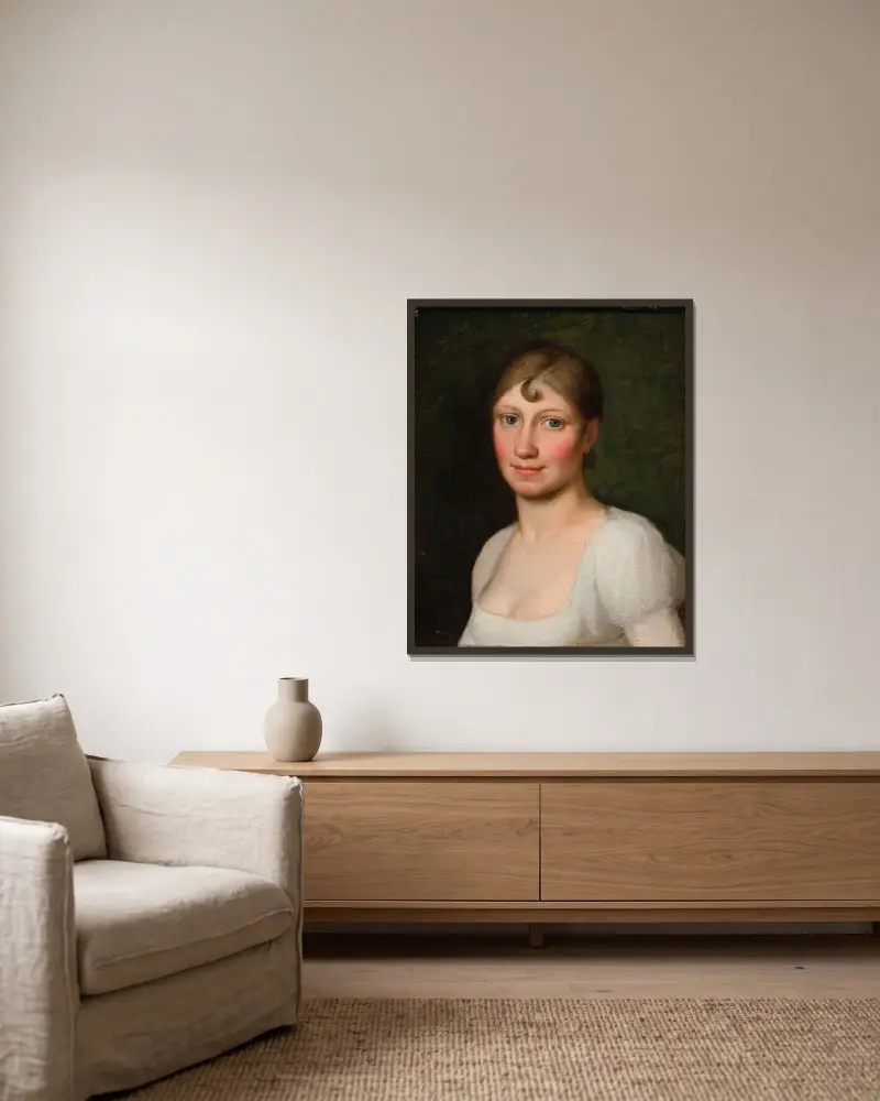 Christine Rebekka Eckersberg, f. Hyssing, konstnärens första hustru av Christoffer Wilhelm Eckersberg inramad på en vägg