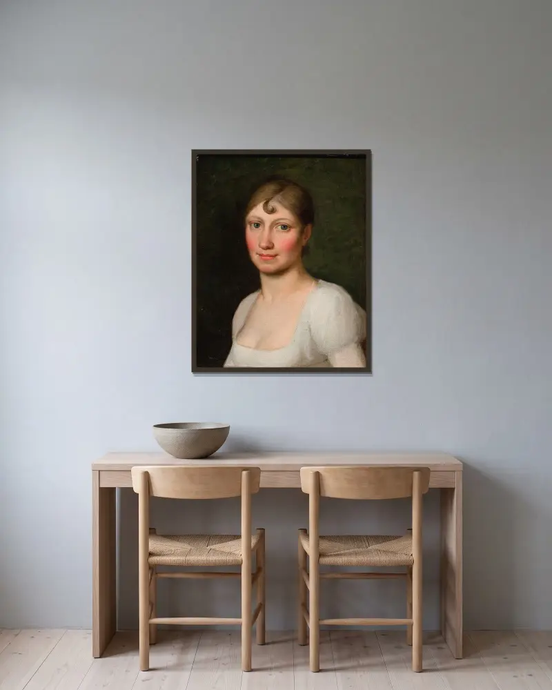 Christine Rebekka Eckersberg, f. Hyssing, konstnärens första hustru av Christoffer Wilhelm Eckersberg inramad på en vägg