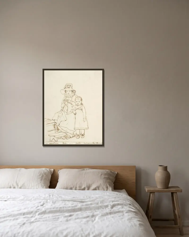 Eckersbergs hustru Julie och dotter Emilie av Christoffer Wilhelm Eckersberg inramad på en vägg